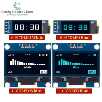 0,91 Инчов OLED SSD1306 Бяло/Синьо 128X64 IIC I2C Модул Последователно на Дисплея 128X64 LCD Екран Такса За Arduino