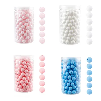 105 бр. Силиконови перли, 15 мм Дълги кръгли силиконови перли, свободни мъниста за направата на огърлици, гривни, дантела, ключодържател