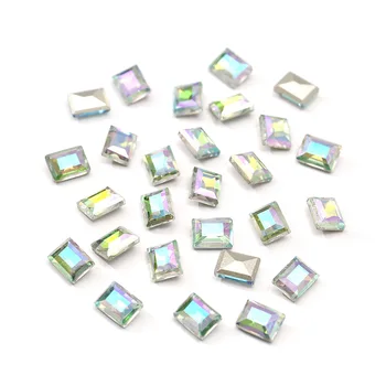 20pcs 6x8 мм Правоъгълни стъклени кристали за дизайн на ноктите Многоцветни скъпоценни камъни 