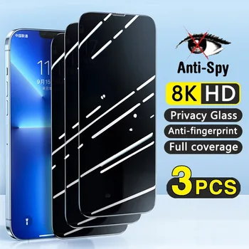 3шт Антишпионская Защитно Фолио За Екрана на iPhone 11 Pro 12 13 Mini 14 Pro Max Privacy Закалено Стъкло За iPhone 7 8 14 XS Plus X Max XR