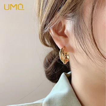 UMQ Пънк Златен Цвят на Метални Обици-Халки С Кръст, За Жени, Момичета, Модерни Кръгли Обеци-Халки за Аксесоари За Уши, Вечерни Бижута, Подаръци