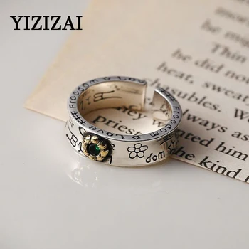 YIZIZAI Модни годежни пръстени със зелен кристал и цирконием за жени, скъп пръстен с цветя модел под формата на тази астрахан, сватбени бижута, дамски аксесоари в подарък