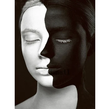 Абстрактно черно-бяло лице на Сам Диамантена Живопис кръст бод пълна кръгла, квадратна Диамантена Бродерия жена мозайка StickersZP-826