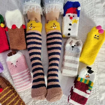 Бебешки дълги Чорапи Corallite За момчета и Момичета, Есенно-Зимни Вълнени Изолирана Коледни Чорапи за родители и деца