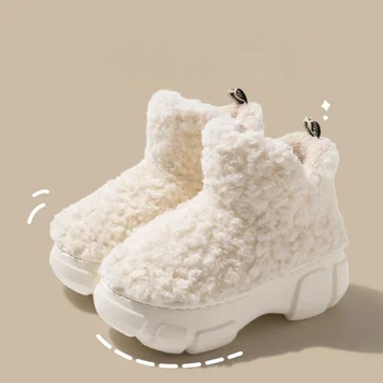 Версия Плюшени памучни обувки Дамски Зимни Нови Прости Модни Плюшени Топли Зимни обувки, Ежедневни обувки на дебела подметка 2024