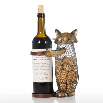Вино багажник за котки, украса за пари в буркани, творчески украса за дома, iron вино багажник, чудесен подарък за влюбени, родители и приятели