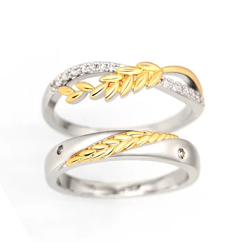 Годежни пръстени за нежна отношение Huitan Изискани Модни бижута за пръстите, подходящ за ежедневието, за влюбени, модни аксесоари във форма на пшеница