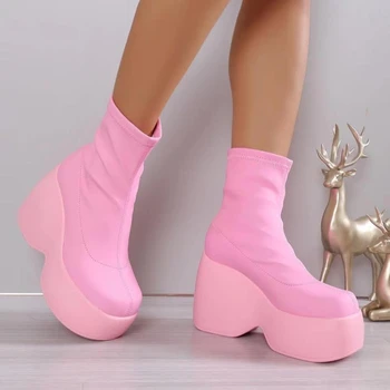 Дамски обувки; Новост 2023 г.; Дамски обувки на платформа; Модни Обувки в стил пънк; Ботуши на висок ток 12 см; Модни Дамски обувки за cosplay; Zapatos