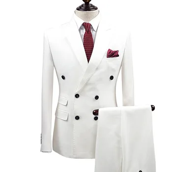 Добър изработена по поръчка бял костюм За мъже, сватбени костюми на младоженеца за мъже, Двубортный смокинг Terno, блейзър от 2 части, мъжки яке + жилетка