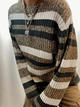 Жена шарен пуловер, пуловер, hoody Оверсайз, есен-зима, Реколта трикотажни скок Y2K Гръндж с дълъг ръкав