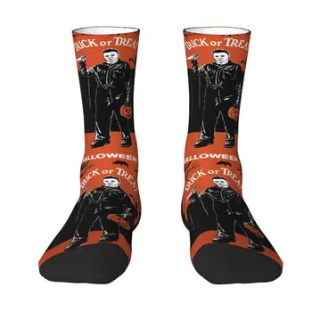 Забавни чорапи Майкъл Майърс на Хелоуин, дамски и мъжки чорапи за баскетбол с 3D принтом убийци от филма на ужасите