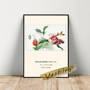 Изложба плакат на музея Вилем Ван Лин, стенни картина Вилем Лина с тюльпаном и маково семе, винтажное стенно изкуство с растения, щампи с цветни листа