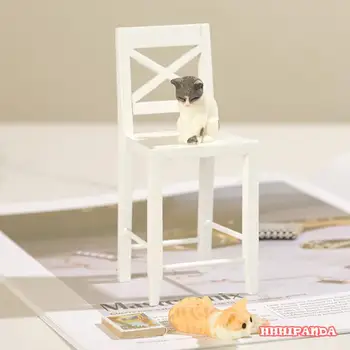 Имитация на Дърво, бял малък стол, модел мебели за вашия интериор куклена къща 1/12, Мини детски Аксесоар за ролеви игри