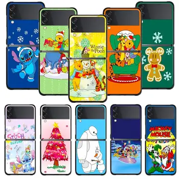 Калъф за телефон Samsung Galaxy Z Flip 5 Z Flip 4 Z Flip3 5G Калъф за Galaxy Z с панти капак на Дисни Коледа Winnie The Pooh