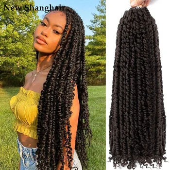 Косата на една кука Passion Twist за черни жени, 24 инча, предварително навита Коса, плетене на една кука Passion Twist, коса, плетене на една кука LS01