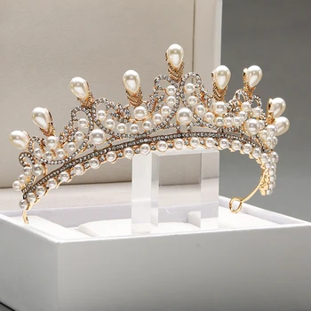 Луксозна сватбена корона с две лебеди за европейската булката, за да е подходяща за шапки, за партита и празници