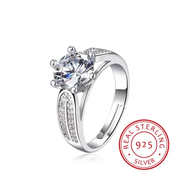 Луксозно Класически Годежен пръстен Love От сребро 925 проба 6 ММ-8 ММ AAA CZ Пръстени с цирконием За жени anillos С възможност за промяна на размер S-R181