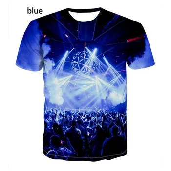 Лятна промоция 2023 г., мъжки и дамски тениска за нощен клуб с led клавиатура, музикален инструмент, блузи в стил хип-хоп с 3D печат