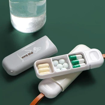 Мини-калъф-органайзер за хапчета выдвижного тип, 3 мрежи, кутия за хапчета, контейнер за съхранение на таблетки, кутия за таблетки дневно, калъф за дозиране на лекарства