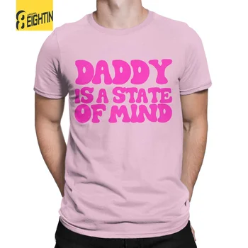 Мъжки t-shirt Daddy Is A State Os Mind Pedro Pascal, Дрехи от 100% памук, Реколта Тениски С Кръгло деколте И къс ръкав, Тениски, подарък за Рожден Ден