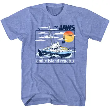 Мъжки t-shirt Jaws Amity Island Regatta Яхта Плаване с лодка Атака на акула