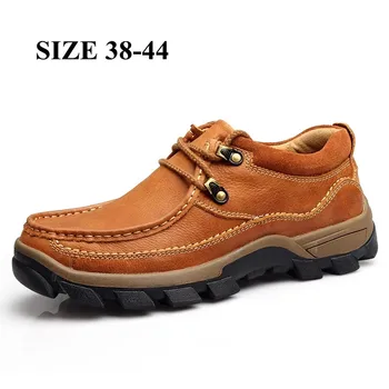 Мъжки обувки от естествена кожа, oxfords дантела, ежедневни водоустойчива работна обувки, градинска гумени обувки, нескользящая обувки за мъже
