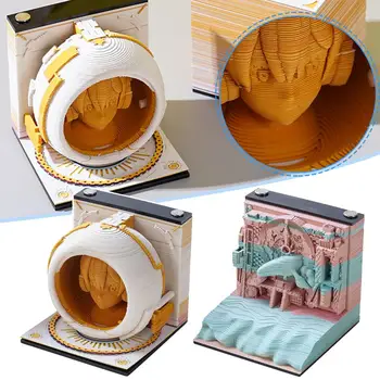 Научно-фантастичен Календар За Рязане на хартия 3D На Триизмерна основа Sticky Sticky Creative Paper Artwork Notes Бележки B4Y3