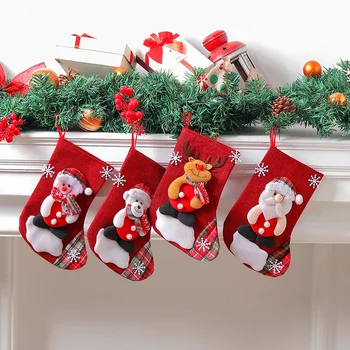 Нов Коледен Пакет Шоколадови Бонбони За Подарък Голям Дядо Коледа, Снежен Човек Елен Чорапи Коледно Дърво Украса На Коледни Чорапи