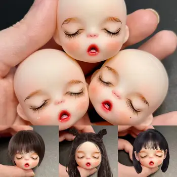 Нова главата на куклата 1/8 с грим за тяло, 16 см, кукла на спящо момиче, кукла за грим за момичета с 3D разноцветни очи