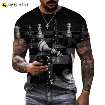 Нова мода шахматната 3D тениска За мъже и жени, Лятна Ежедневни дишаща градинска облекло в стил харадзюку с къс ръкав за момчета и момичета, Върхове оверсайз 6XL