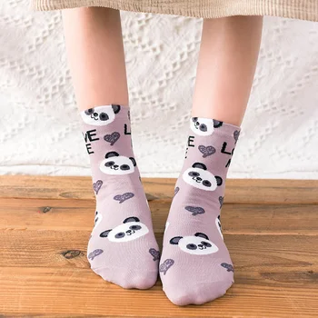 Нови чорапи със сладък Kawaii пандой, Дамски Чорапи в корейски стил, памучни дамски чорапи с мультяшными животни за момичета, calcetines meias mulher skarpety сокс