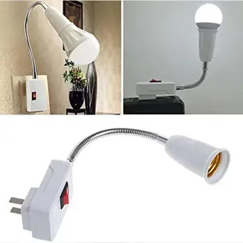 Основата на лампата E27 от неръждаема стомана, с Гъвкава извивка, Мобилна Тест розетка, Включете адаптера на светлината