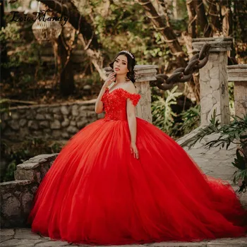 Приказно буйни рокля от червен тюл 2023 с цветен модел, сладка принцеса за момичета на 15-16 години, бална рокля за балет партита