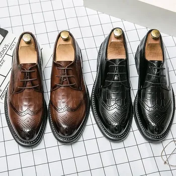 Пролет-есен мъжки обувки, работно облекло с ниско деколте, модни обувки Martin, британската дива бизнес официалната ежедневни кожени обувки, мъжка работна обувки
