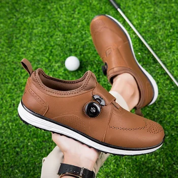 Професионална мъжки обувки за голф, дизайнерски обувки, мъжки маратонки за голф голям размер, мъжки спортни маратонки с бърза шнур