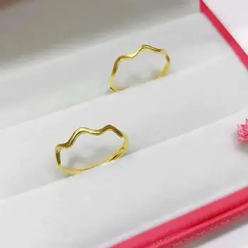 Пръстен от фин жълто злато 24 К, женски пръстен със златен вълна 999 проба, регулируем размер, 1 бр.