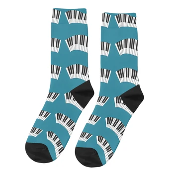 Ретро Бих предпочел да свири на пиано Мъжки чорапи Клавишите на пианото Музикално изкуство Унисекс модел Харадзюку Забавен Экипажный чорап Подарък