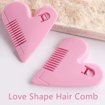 Розов мини машинка за подстригване за коса във формата на любовен сърце, Гребен за подстригване на косата, Епилация на тялото, бикини, четки за пубиса с ножове, инструменти за изрязване