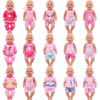 Розови дрехи за кукли Реборн, потници и къси панталони с единорогом за 18-инчовата американската кукла, 43-сантиметровой има кукли, кукли на нашето поколение, играчки за момичета