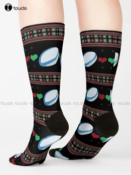 Ръгби Грозен Коледен пуловер Коледни чорапи Тъмно синьо Футболни Чорапи Мультяшные Удобни Чорапи за скейтборд Best Girls Sports Street Harajuku