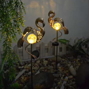 Слънчева Външна Градинска лампа от желязо Водоустойчив Вила Led Горелка Украса Фламинго Земя Поставяне на Вятърна звън на Тревата Озеленяване на светлина