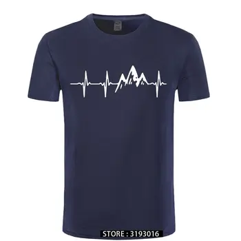 Тениска Mountain Heartbeat, Модни Забавни Тениски за рождения Ден на от 100% Памук С къс ръкав, Ежедневни Блузи С кръгло деколте, Тениски в стил Хип-хоп