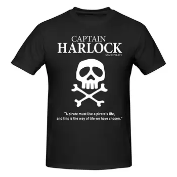 Тениска с изображение на череп на космическия пират капитан Харлока Лейджи Мацумото, памучни тениски с кръгло деколте и къс ръкав