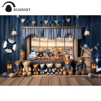 Фон за снимки в стая с играчки Allenjoy Bear Мечки в тъмно-синьо, кутия от дърво за фон, подпори за студийната фотосесия