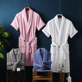 хавлиени халати от 100% памук, за жени и мъже, прости халати, обикновен хотелски СПА дрехи, големи размери 000111