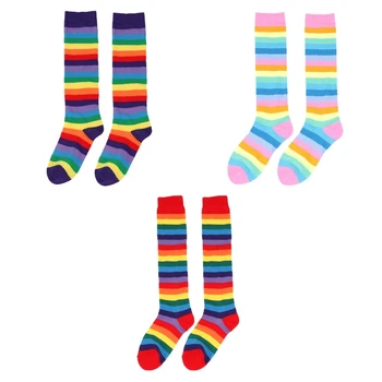 Цвят на Дъгата, пролет, есен, ежедневни чорапи на райета, дишащи чорапи за всеки ден.