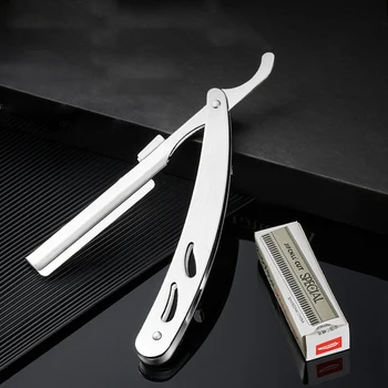 Ръчна изработка сгъваема бръснач GIANXl от неръждаема стомана с прави остриета Професионална бритвенная машина за подстригване на брада Sharp Barber