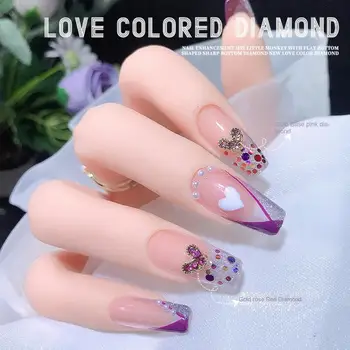 10шт Модни женски декорации за нокти във формата на сърце Цветни кристали за нокти във формата на сърце Любов Японски Дизайн нокти Кристали за нокти