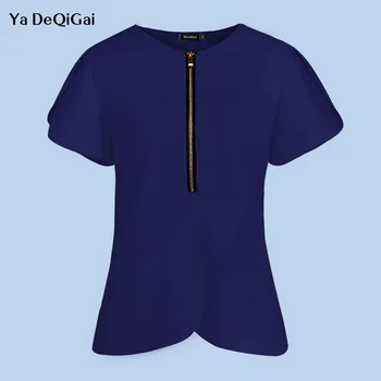 Модерен дамски Блуза за медицински сестри с V-образно деколте в стил мозайка с цип, Върхове-ексфолианти с къс ръкав, Болнични униформи, Облекло, Дамски топ