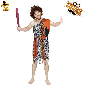 Мъжките костюми на Пещерен човек, Забавни облекло на Праисторическия човек, костюми за ролеви игри на Хелоуин, Пурим, партита